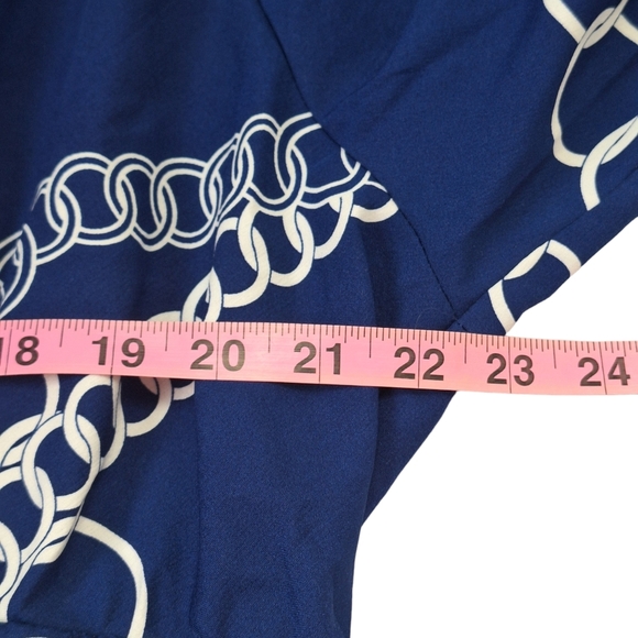 SHEIN Curve 4XL Navy Blue Chain Print Elastic Waist V Neck Pullover Maxi Dress - Picture 4 of 11